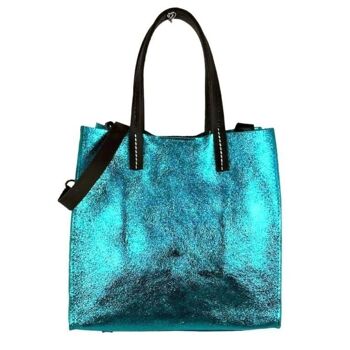 Sac shopping en cuir brillant et trousse de toilette intérieure. Mode femme 5