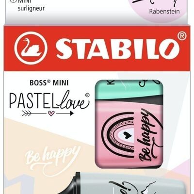 Surligneurs - 3 STABILO BOSS MINI Pastellove 2.0 - rose + turquoise + menthe