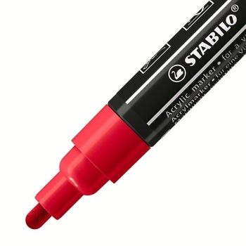 Marqueur pointe moyenne STABILO FREE acrylic T300 - rouge foncé 2
