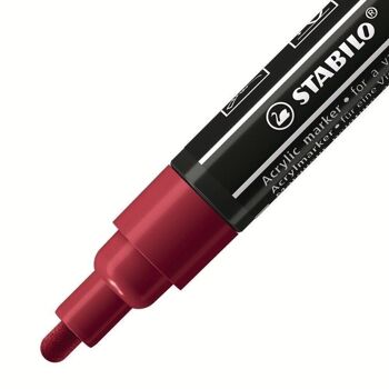 Marqueur pointe moyenne STABILO FREE acrylic T300 - rouge pourpre 2