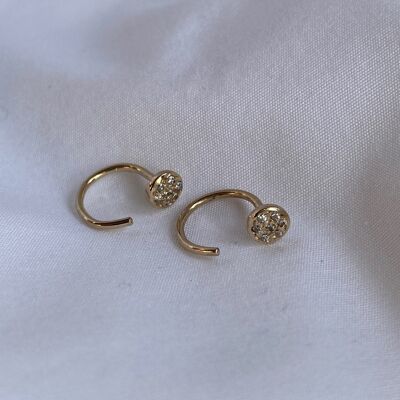 Ios gold-plated and zircon hoop earrings