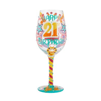 Happy 21st Birthday Wine Glass