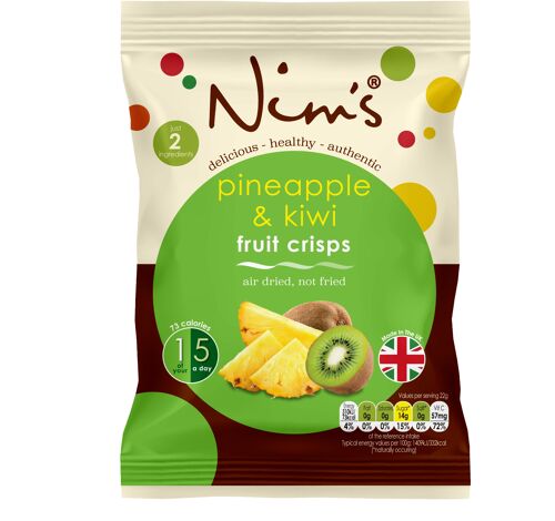 100% Natural Air Dried Pineapple & Kiwi Crisps (22g)