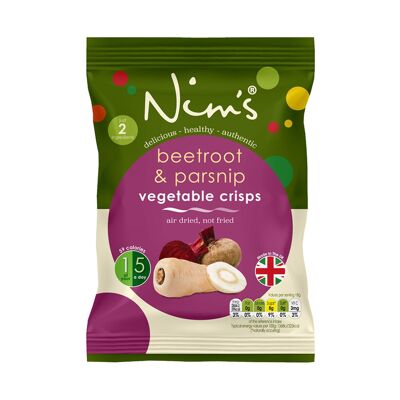 100% Natural Air Dried Beetroot  Parsnip Crisps (18g)