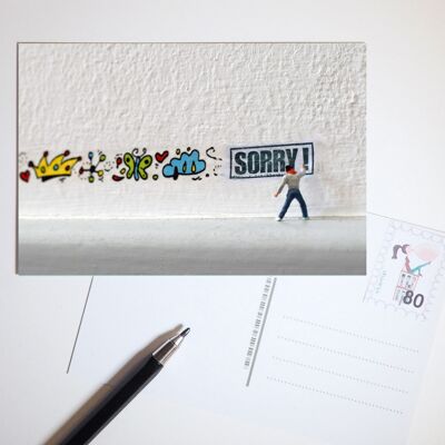 Postkarte Graffiti Sprayer sorry