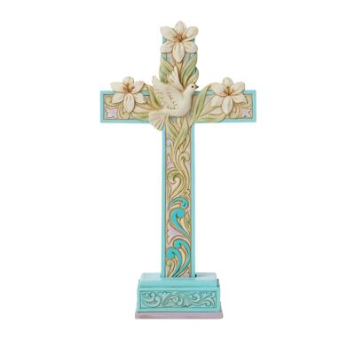 Cross with Lilies and Dove Figurine - Heartwood Creek by Jim Shore