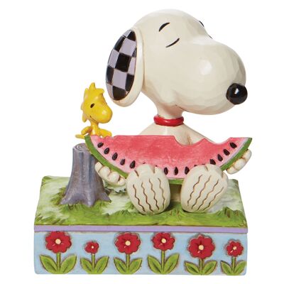 A Summer Snack (Snoopy and Woodstock eating Watermelon Figurine)- Peanuts by Jim Shore