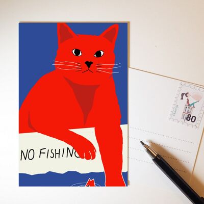 Postkarte Katze beim Fischen