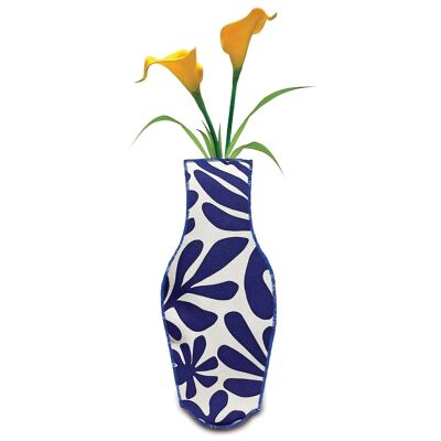 Vase en tissu blanc et bleu