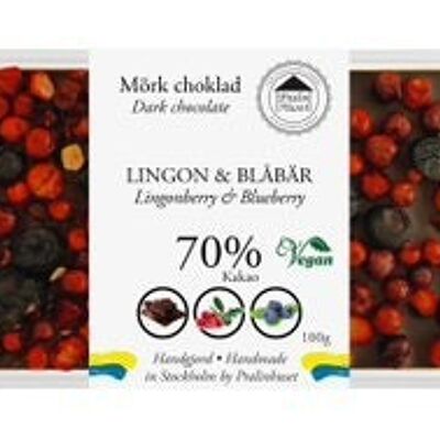 70% Dark Chocolate - Lingonberry & Blueberry