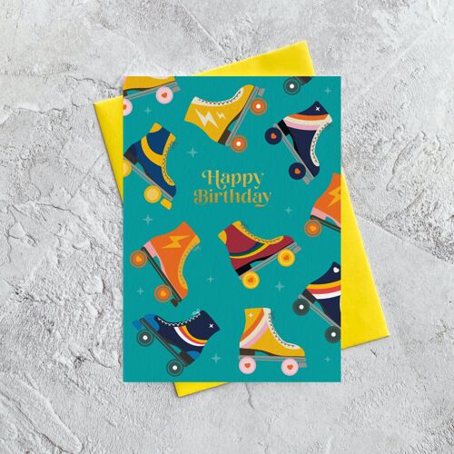 Happy Birthday Roller Skates - Greeting Card