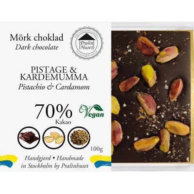 Chocolat Noir 70% - Pistache & Cardamome