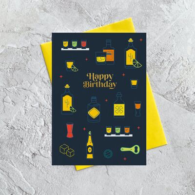 Bebidas de feliz cumpleaños - Tarjeta de felicitación