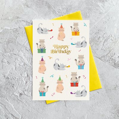 Feliz cumpleaños gatos - Tarjeta de felicitación