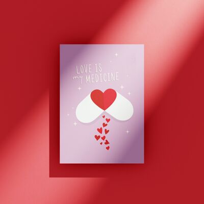L'amour est mon médicament - Carte de voeux
