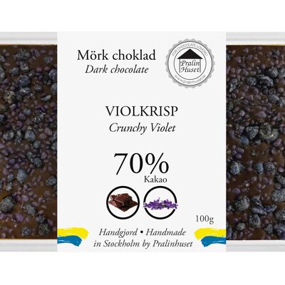 Chocolate negro 70% - Crujiente Violeta (100 g)