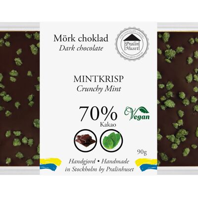 70% Vegan Dark Chocolate - Mintcrisp (100g)