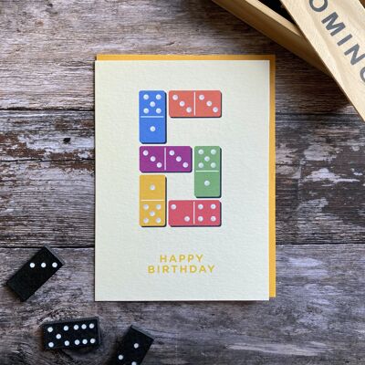 Dominosteine für 6 Jahre – Grußkarte