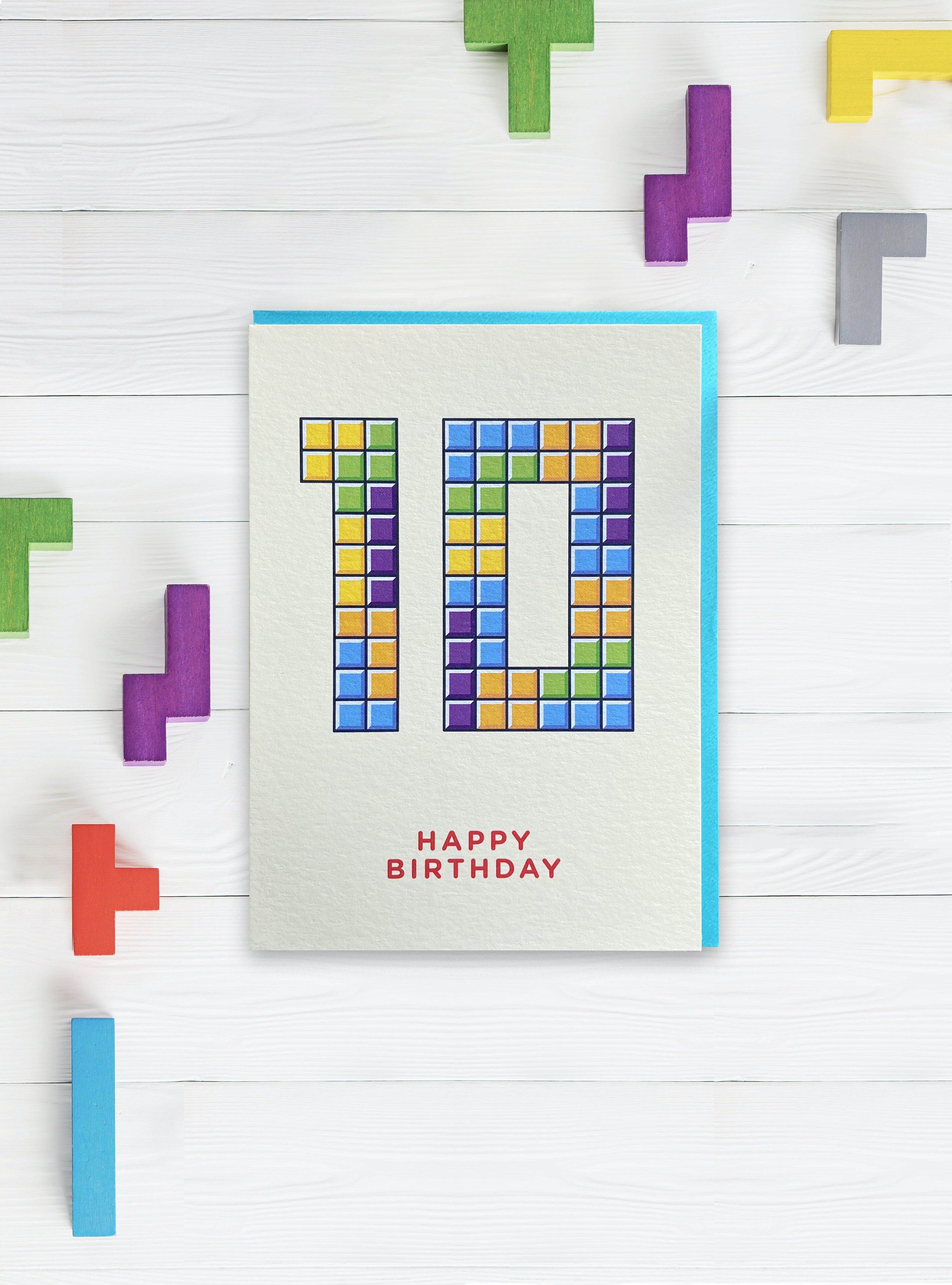 Gioco per computer di 10 anni - biglietto di auguri