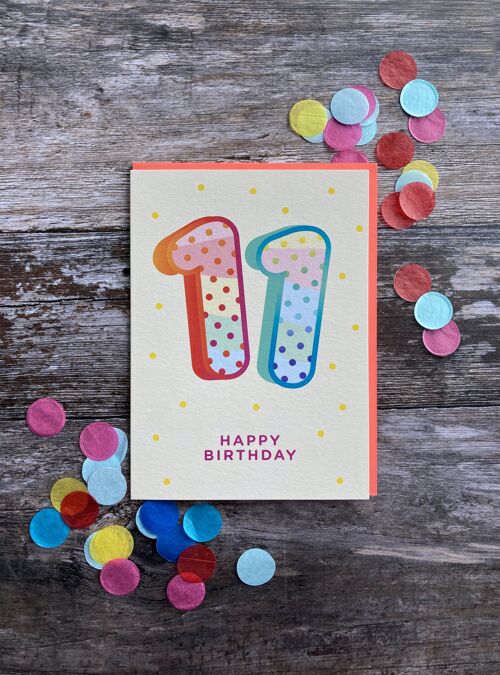 Age 11 Polkadot - Greeting Card