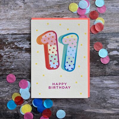 Age 11 Polkadot - Greeting Card