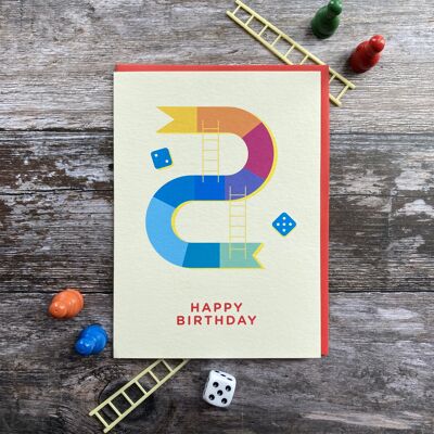 Age 2 Snakes & Ladders - Greeting Card