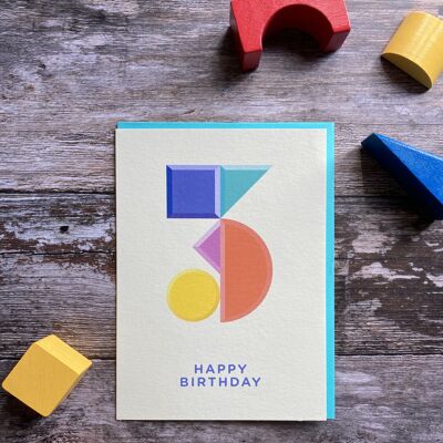 Age 3 Shapes & Colours - Greeting Card