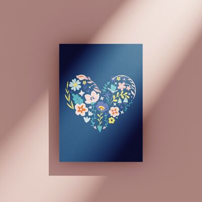 Flower heart - greeting card