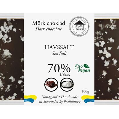 Chocolate negro vegano al 70 % con sal marina (100 g)