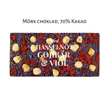 Chocolat Noir 70% - Noisette, Gojiberry & Violetcrisp 2