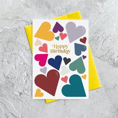 Coeurs d'anniversaire - Carte de voeux