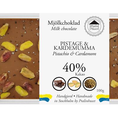 Chocolate con Leche 40% - Pistacho y Cardamomo