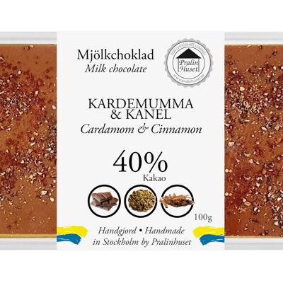 Chocolate con leche al 40% - Canela y Cardamomo (100 g)