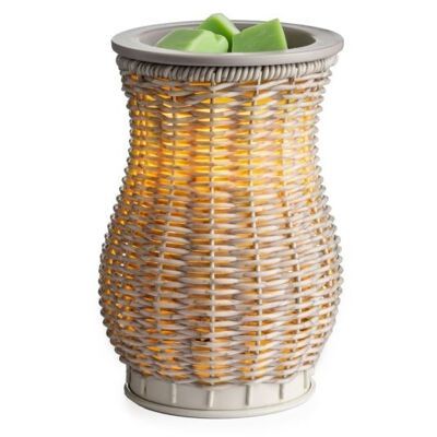 CANDLE WARMERS® GREY WASHED WICKER Calentador gris eléctrico