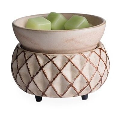 CANDLE WARMERS® LATTICE 2 en 1 Lámpara de fragancia clásica crema cerámica eléctrica