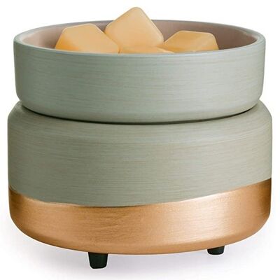 CANDLE WARMERS® MIDAS 2 en 1 Lámpara de fragancia clásica caqui/bronce cerámica eléctrica