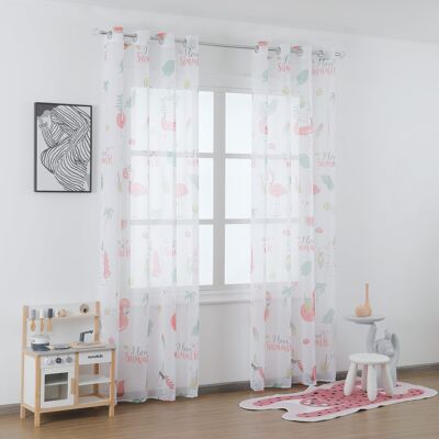 Unicorn and flamingo print curtain