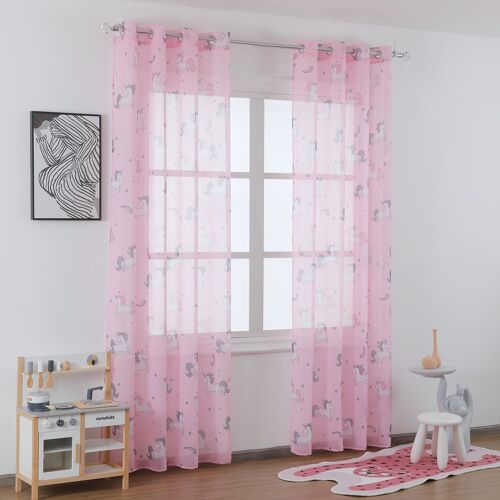 Unicorn print light pink curtain