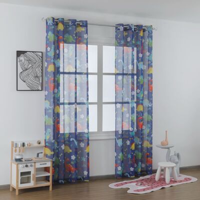 Dinosaur print blue curtain