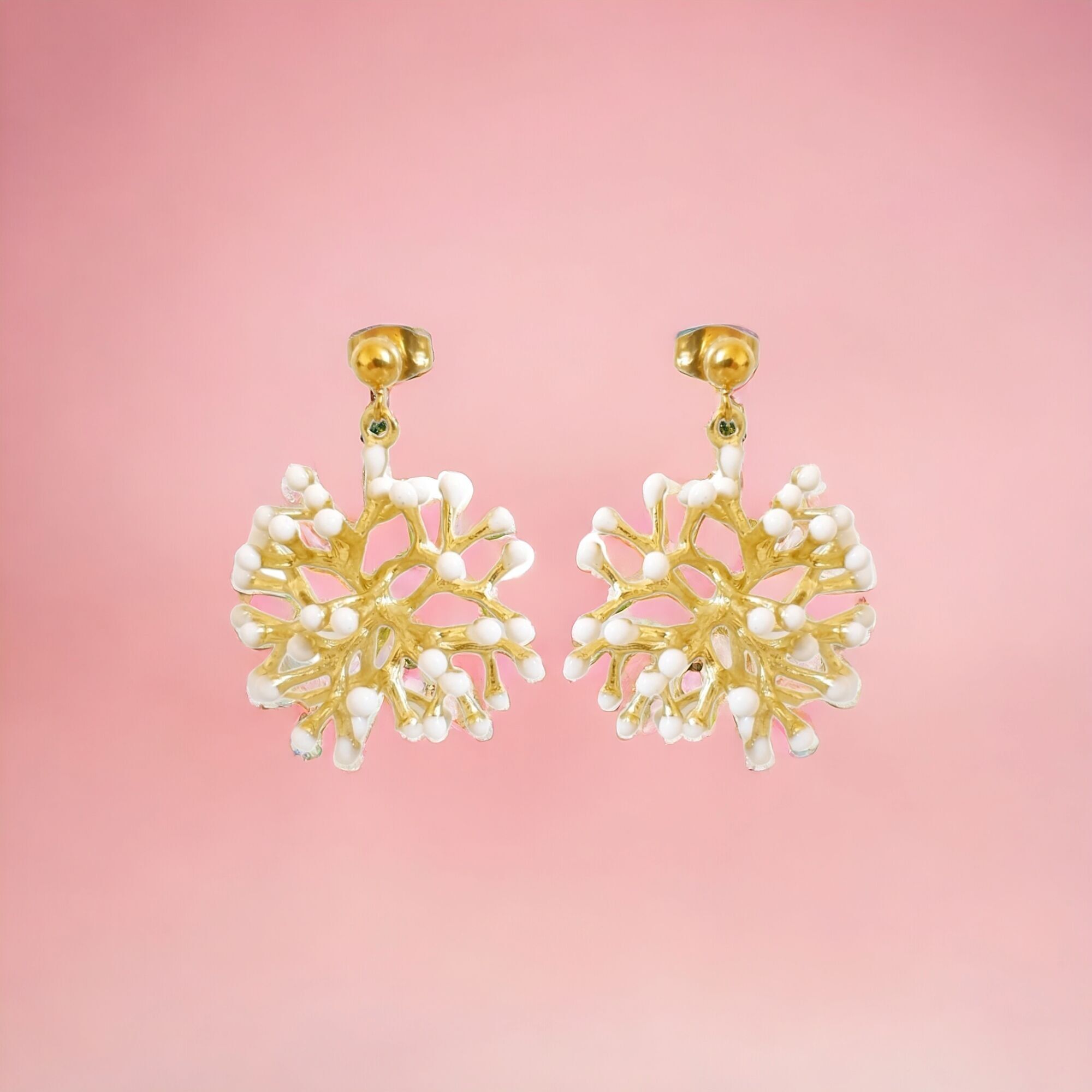 Boucles d'oreilles Ultane, acier inoxydable et zamac doré mat