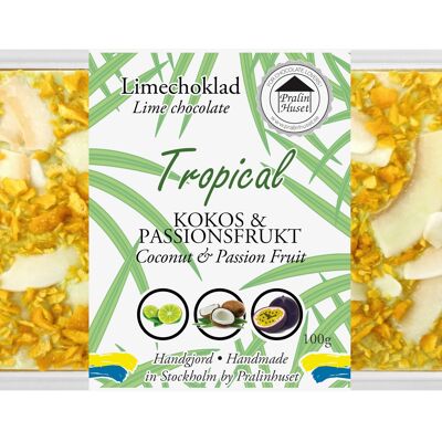 Chocolat au citron vert - Tropical (noix de coco et fruit de la passion)