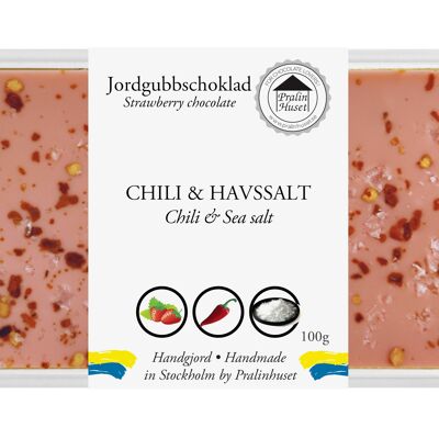 Chocolate con fresas, chile y sal marina (100 g)