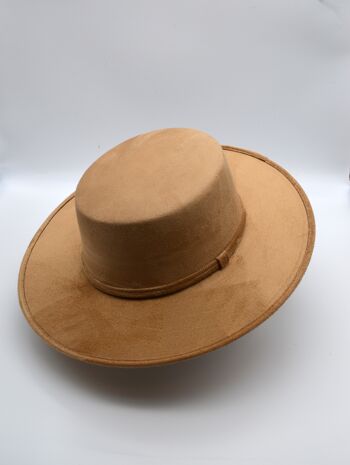 Chapeau à large bord, chapeau fait main, chapeau à bord plat, chapeau bohème en daim 4