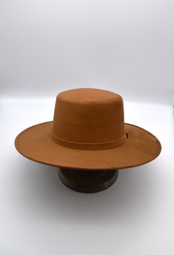 Chapeau à large bord, chapeau fait main, chapeau à bord plat, chapeau bohème en daim 11