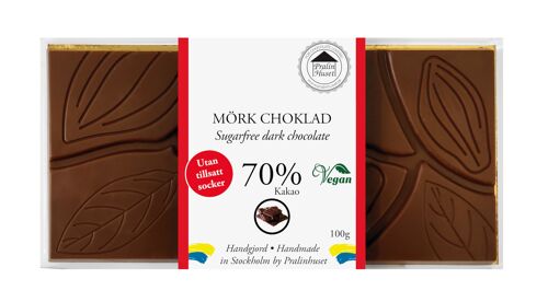 Sugarfree 70% Dark Chocolate (no added sugar)