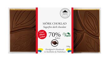 Chocolat noir 70% sans sucre (sans sucre ajouté) 1