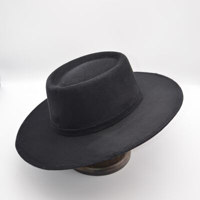 Fedora Hut mit breiter Krempe, handgefertigter Hut, flache Krempe Hut, Teleskop Hut, Boho Hut aus Wildleder