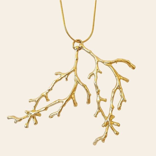 Collier Yerri, acier inoxydable et zamac doré mat