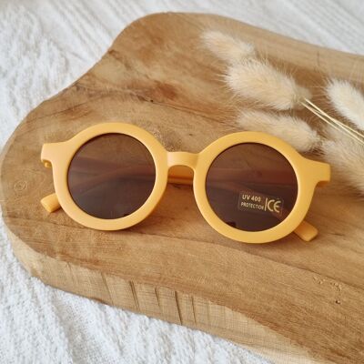 Lunettes de soleil bébé et enfant rondes UV400 - Jaune