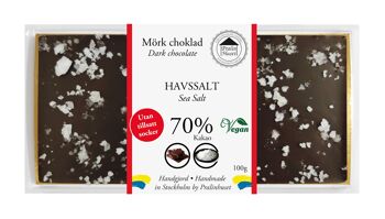 Chocolat Noir 70% Sans Sucre (sans sucre ajouté) - Sel Marin 1